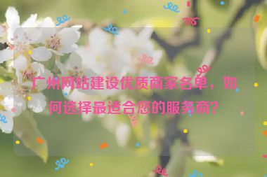 廣州網(wǎng)站建設(shè)優(yōu)質(zhì)商家名單，如何選擇最適合您的服務(wù)商？