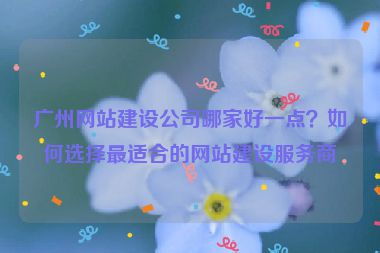 廣州網(wǎng)站建設(shè)公司哪家好一點(diǎn)？如何選擇最適合的網(wǎng)站建設(shè)服務(wù)商