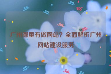 廣州哪里有做網(wǎng)站？全面解析廣州網(wǎng)站建設(shè)服務(wù)