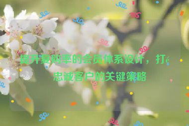提升復(fù)購(gòu)率的會(huì)員體系設(shè)計(jì)，打造忠誠(chéng)客戶(hù)的關(guān)鍵策略