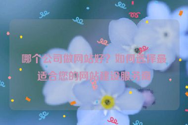 哪個公司做網(wǎng)站好？如何選擇最適合您的網(wǎng)站建設(shè)服務(wù)商