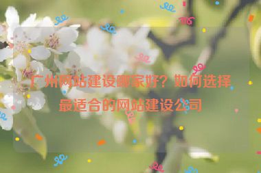 廣州網(wǎng)站建設(shè)哪家好？如何選擇最適合的網(wǎng)站建設(shè)公司