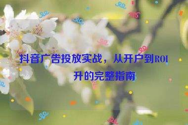 抖音廣告投放實戰(zhàn)，從開戶到ROI提升的完整指南