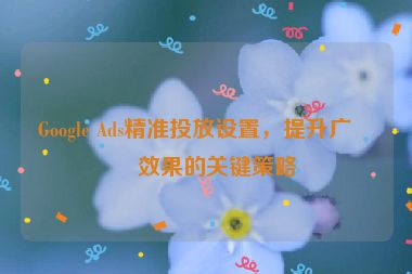 Google Ads精準(zhǔn)投放設(shè)置，提升廣告效果的關(guān)鍵策略