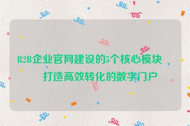 B2B企業(yè)官網(wǎng)建設(shè)的5個(gè)核心模塊，打造高效轉(zhuǎn)化的數(shù)字門戶