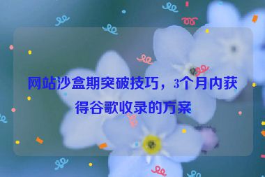 網(wǎng)站沙盒期突破技巧，3個(gè)月內(nèi)獲得谷歌收錄的方案
