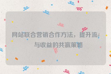 網(wǎng)站聯(lián)合營銷合作方法，提升流量與收益的共贏策略