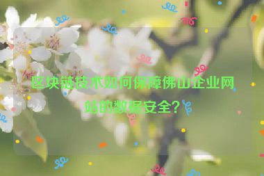 區(qū)塊鏈技術(shù)如何保障佛山企業(yè)網(wǎng)站的數(shù)據(jù)安全？