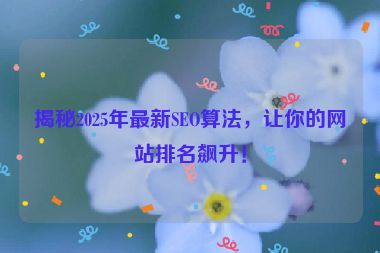 揭秘2025年最新SEO算法，讓你的網(wǎng)站排名飆升！