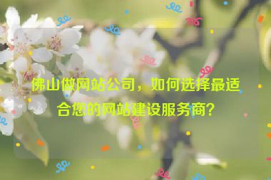 佛山做網(wǎng)站公司，如何選擇最適合您的網(wǎng)站建設(shè)服務(wù)商？