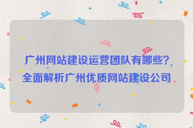 廣州網(wǎng)站建設(shè)運營團(tuán)隊有哪些？全面解析廣州優(yōu)質(zhì)網(wǎng)站建設(shè)公司