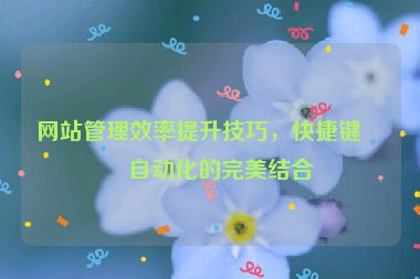 網(wǎng)站管理效率提升技巧，快捷鍵與自動化的完美結(jié)合