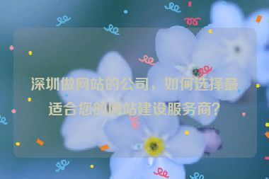 深圳做網(wǎng)站的公司，如何選擇最適合您的網(wǎng)站建設(shè)服務(wù)商？