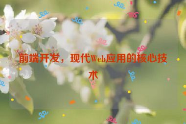 前端開發(fā)，現(xiàn)代Web應(yīng)用的核心技術(shù)