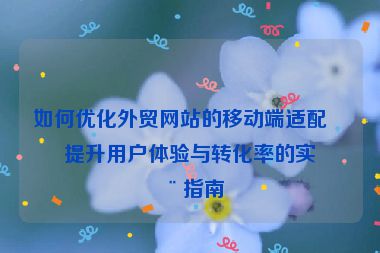 如何優(yōu)化外貿(mào)網(wǎng)站的移動(dòng)端適配？提升用戶體驗(yàn)與轉(zhuǎn)化率的實(shí)用指南