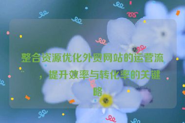 整合資源優(yōu)化外貿(mào)網(wǎng)站的運營流程，提升效率與轉化率的關鍵策略