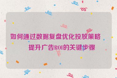 如何通過數(shù)據(jù)復(fù)盤優(yōu)化投放策略？提升廣告ROI的關(guān)鍵步驟