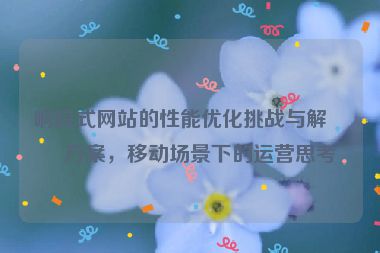 響應(yīng)式網(wǎng)站的性能優(yōu)化挑戰(zhàn)與解決方案，移動場景下的運營思考