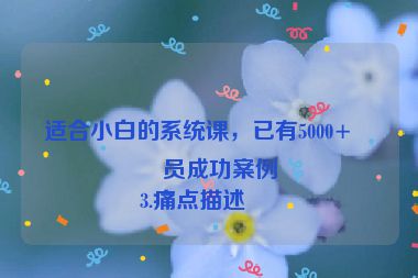 適合小白的系統(tǒng)課，已有5000+學(xué)員成功案例
3.痛點(diǎn)描述