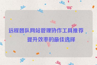 遠(yuǎn)程團(tuán)隊(duì)網(wǎng)站管理協(xié)作工具推薦，提升效率的最佳選擇