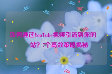 如何通過YouTube視頻引流到你的網(wǎng)站？7個高效策略揭秘