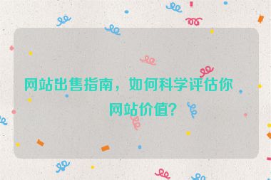 網(wǎng)站出售指南，如何科學(xué)評(píng)估你的網(wǎng)站價(jià)值？