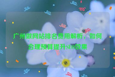 廣州做網(wǎng)站排名費(fèi)用解析，如何合理預(yù)算提升SEO效果