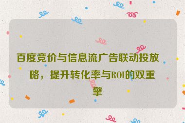 百度競(jìng)價(jià)與信息流廣告聯(lián)動(dòng)投放策略，提升轉(zhuǎn)化率與ROI的雙重引擎