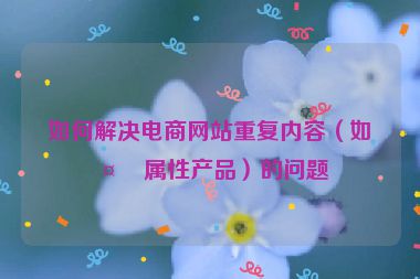 如何解決電商網(wǎng)站重復(fù)內(nèi)容（如多屬性產(chǎn)品）的問題