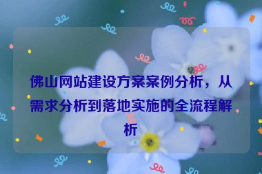 佛山網(wǎng)站建設(shè)方案案例分析，從需求分析到落地實施的全流程解析