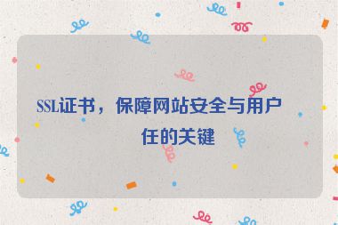 SSL證書，保障網(wǎng)站安全與用戶信任的關(guān)鍵