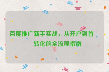 百度推廣新手實(shí)戰(zhàn)，從開戶到首單轉(zhuǎn)化的全流程指南