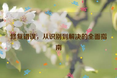 修復(fù)錯(cuò)誤，從識別到解決的全面指南