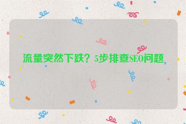 流量突然下跌？5步排查SEO問題