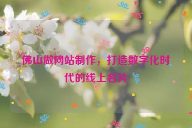 佛山做網(wǎng)站制作，打造數(shù)字化時代的線上名片