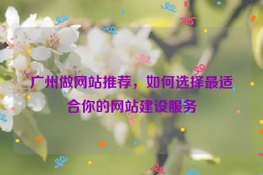 廣州做網(wǎng)站推薦，如何選擇最適合你的網(wǎng)站建設(shè)服務(wù)
