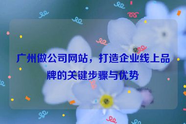 廣州做公司網(wǎng)站，打造企業(yè)線上品牌的關(guān)鍵步驟與優(yōu)勢