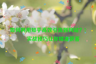 如何利用知乎高效引流到網(wǎng)站？7個(gè)實(shí)戰(zhàn)技巧讓你精準(zhǔn)獲客