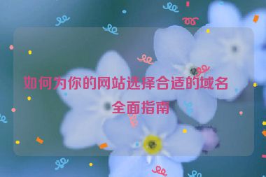 如何為你的網(wǎng)站選擇合適的域名，全面指南
