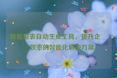 數(shù)據(jù)報(bào)表自動(dòng)生成工具，提升企業(yè)效率的智能化解決方案