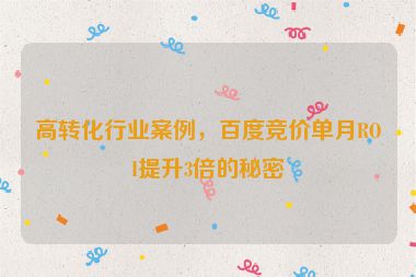 高轉(zhuǎn)化行業(yè)案例，百度競(jìng)價(jià)單月ROI提升3倍的秘密