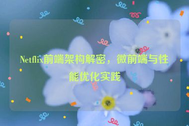 Netflix前端架構(gòu)解密，微前端與性能優(yōu)化實(shí)踐