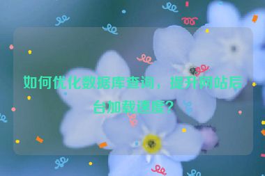 如何優(yōu)化數(shù)據(jù)庫查詢，提升網(wǎng)站后臺加載速度？