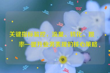 關(guān)鍵指標(biāo)監(jiān)控，流量、轉(zhuǎn)化、跳出率—提升業(yè)務(wù)表現(xiàn)的核心策略