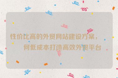 性價比高的外貿(mào)網(wǎng)站建設(shè)方案，如何低成本打造高效外貿(mào)平臺