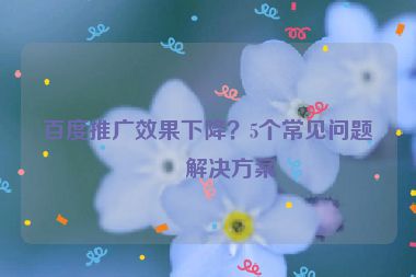 百度推廣效果下降？5個(gè)常見問題及解決方案