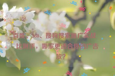 百度、360、搜狗搜索推廣實戰(zhàn)對比測評，哪家更適合你的廣告投放？