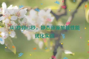 從3秒到0.5秒，靜態(tài)資源加載性能優(yōu)化實(shí)戰(zhàn)