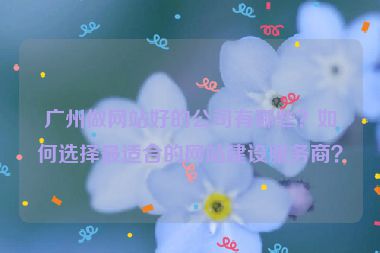 廣州做網(wǎng)站好的公司有哪些？如何選擇最適合的網(wǎng)站建設服務商？