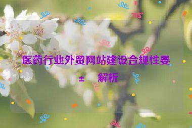 醫(yī)藥行業(yè)外貿(mào)網(wǎng)站建設合規(guī)性要求解析
